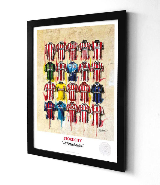 Stoke City FC Shirts A3 collectible from Terry Kneeshaw Art