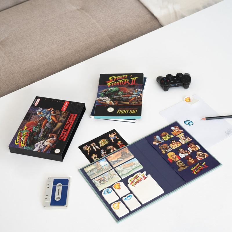 Street Fighter A5 Premium Notebook with Sticky Notes and Cover close up detail