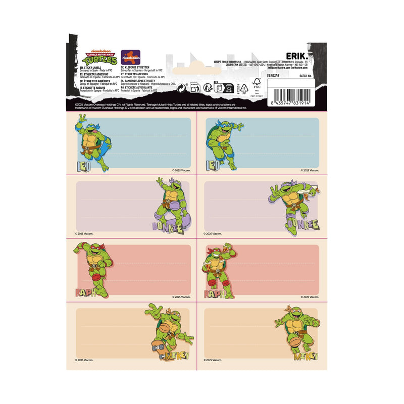 Teenage Mutant Ninja Turtles Self-Adhesive Labels Pack of 16 alternate view