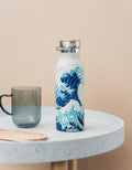 The Great Wave of Kanagawa Hokusai Metal Bottle with Handle side angle
