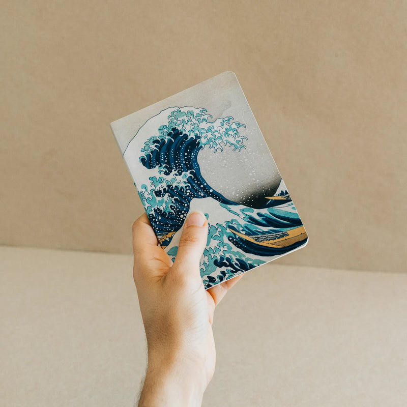 The Great Wave of Kanagawa Hokusai Pack of 3 A6 Notebooks close up detail