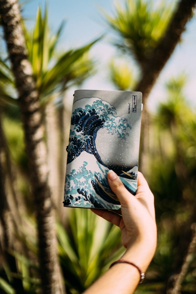 The Great Wave of Kanagawa Hokusai Travel Journal design detail