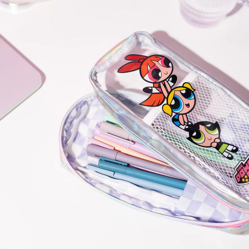 The Powerpuff Girls Holographic Window Pencil Case close up detail