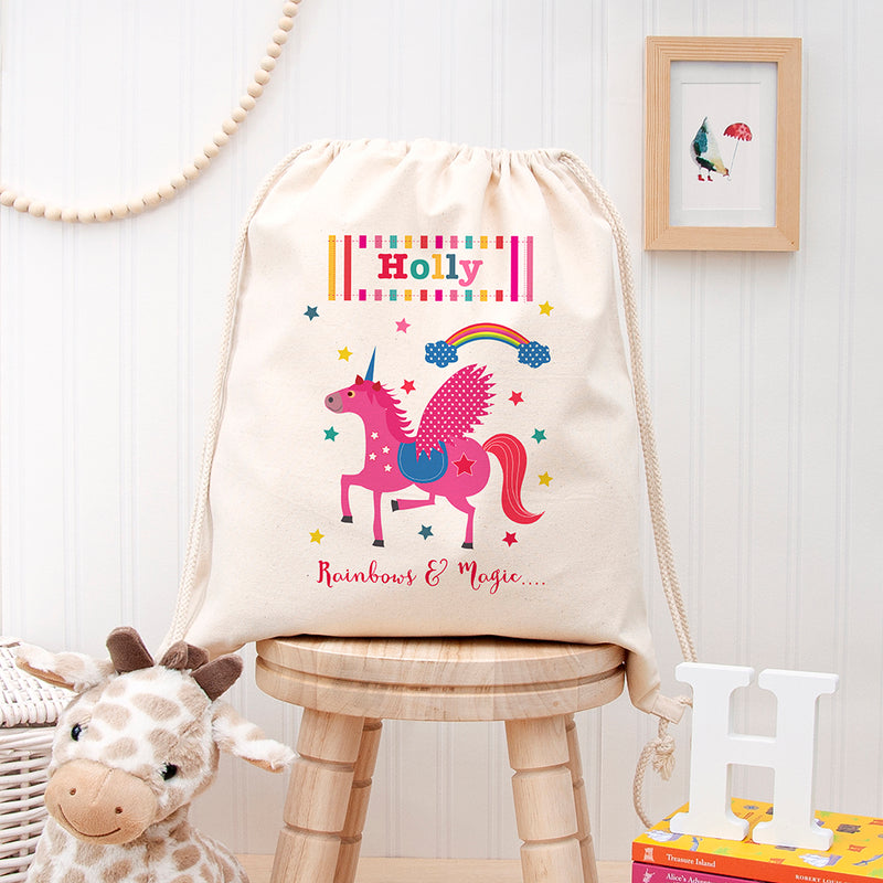 Personalised Unicorn Cotton Nursery Bag