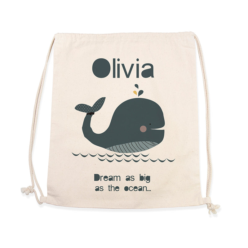 Personalised Children's Whale PE Kit Bag