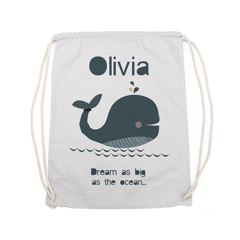 Personalised Children's Whale PE Kit Bag