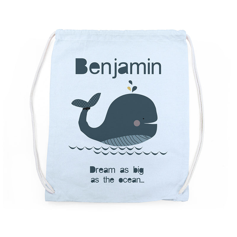Personalised Children's Whale PE Kit Bag