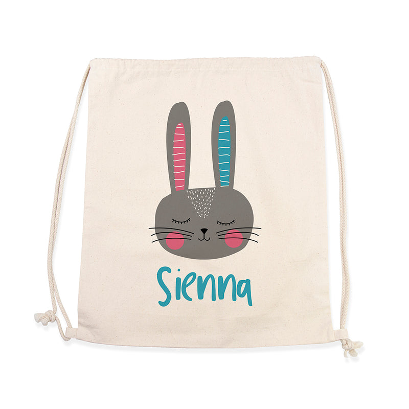 Personalised Sleeping Rabbit Cotton Nursery Bag
