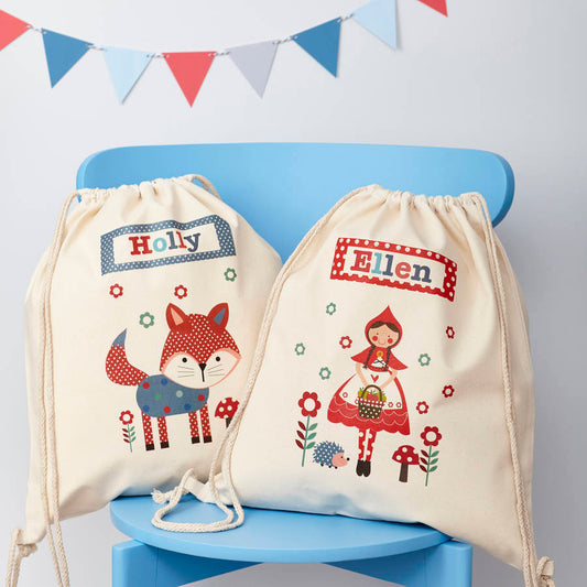 Personalised Playful Fox Cotton Nursery Bag