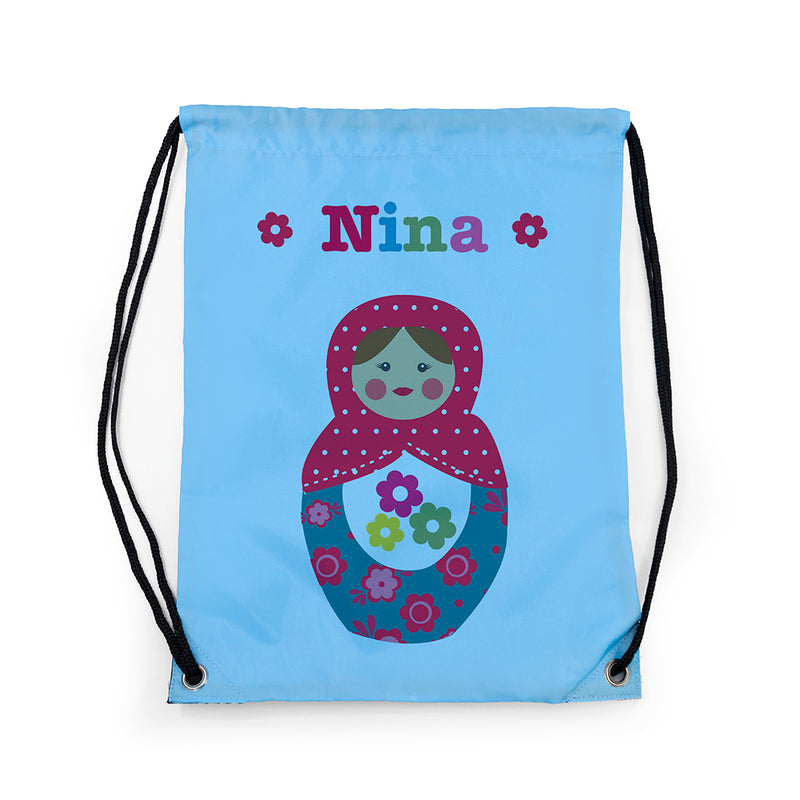 Personalised Girl's Sky Blue Waterproof Swim Bag