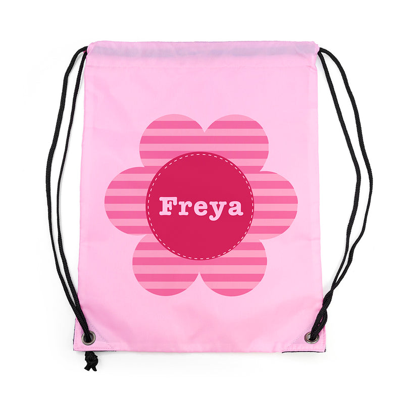 Personalised Classic Pink Flower Waterproof Swim Bag