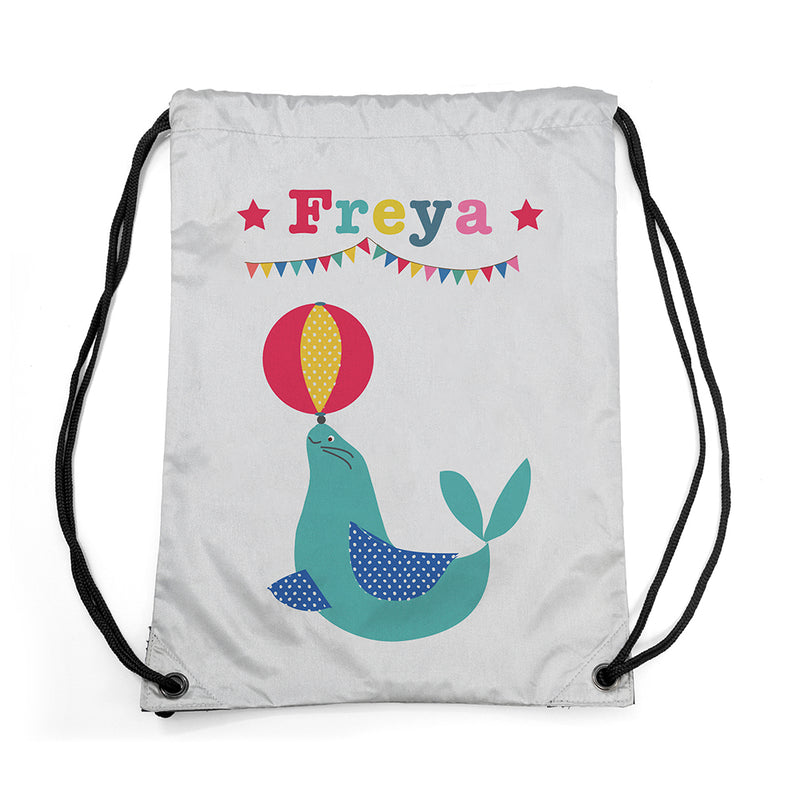 Personalised Silver Circus Waterproof Swim Bag