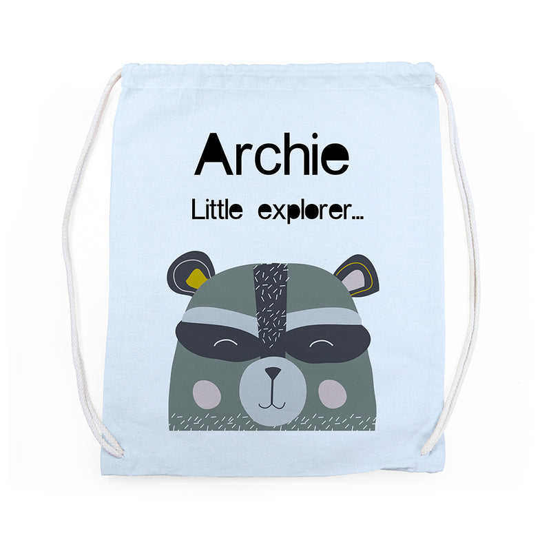 Personalised Children's Raccoon Cotton Nursery Bag