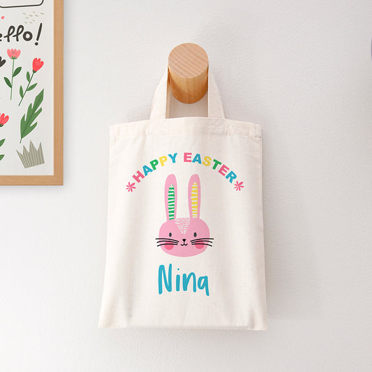 Personalised Rabbit Natural Easter Egg Hunt Bag