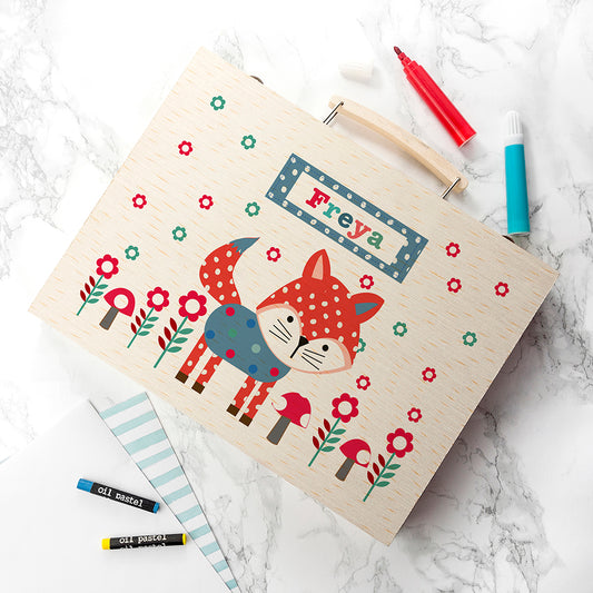 Personalised Kid's Little Fox Colouring Set