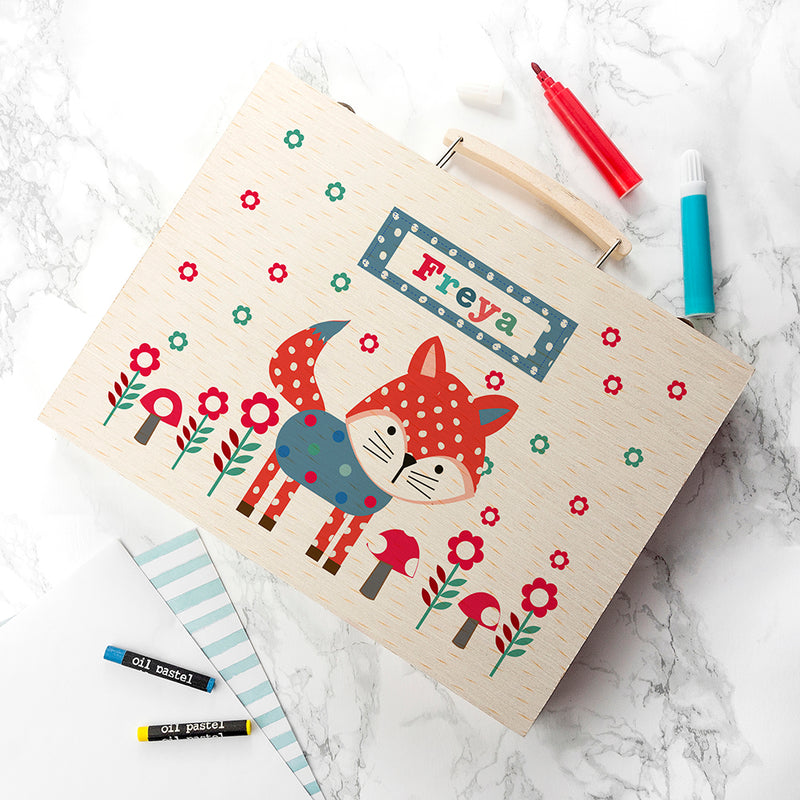 Personalised Kid's Little Fox Colouring Set
