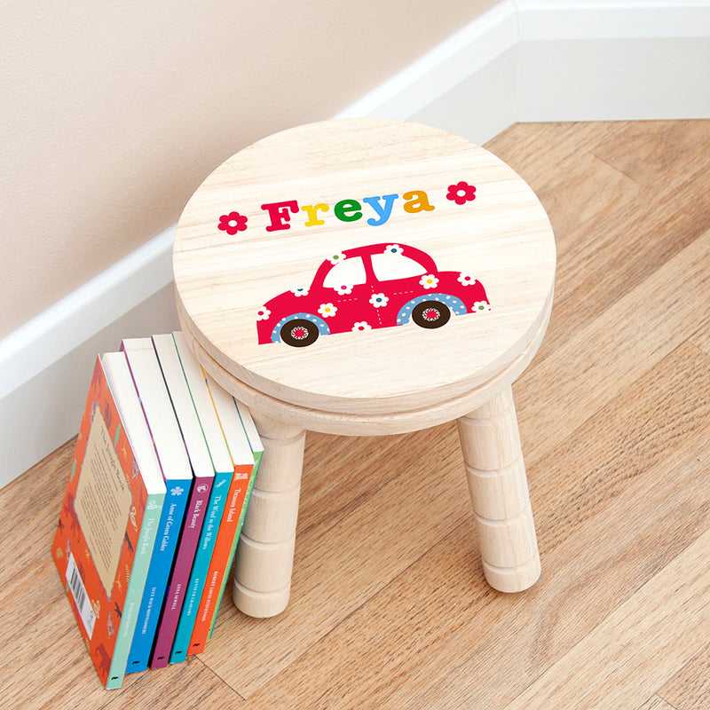 Personalised Kid's Cute Car Wooden Stool
