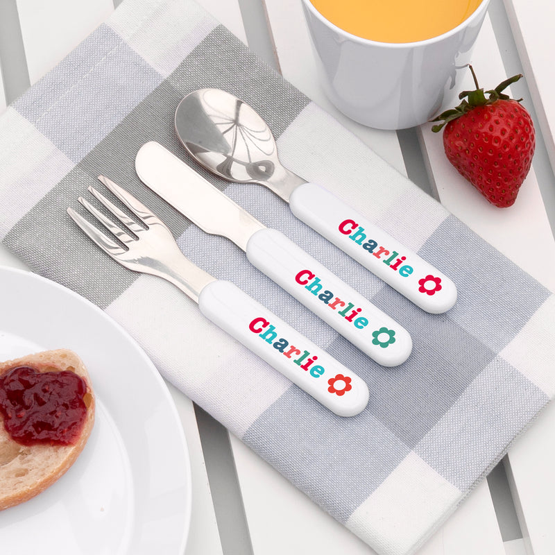 Personalised Kids Little Fox Metal Cutlery Set