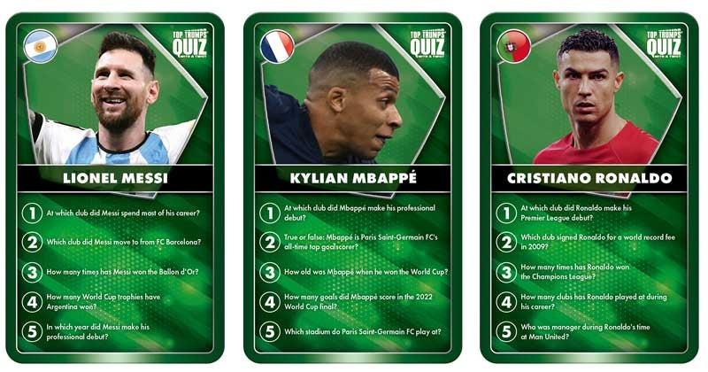 TOP TRUMPS QUIZ WORLD FOOTBALL STARS, alternate view