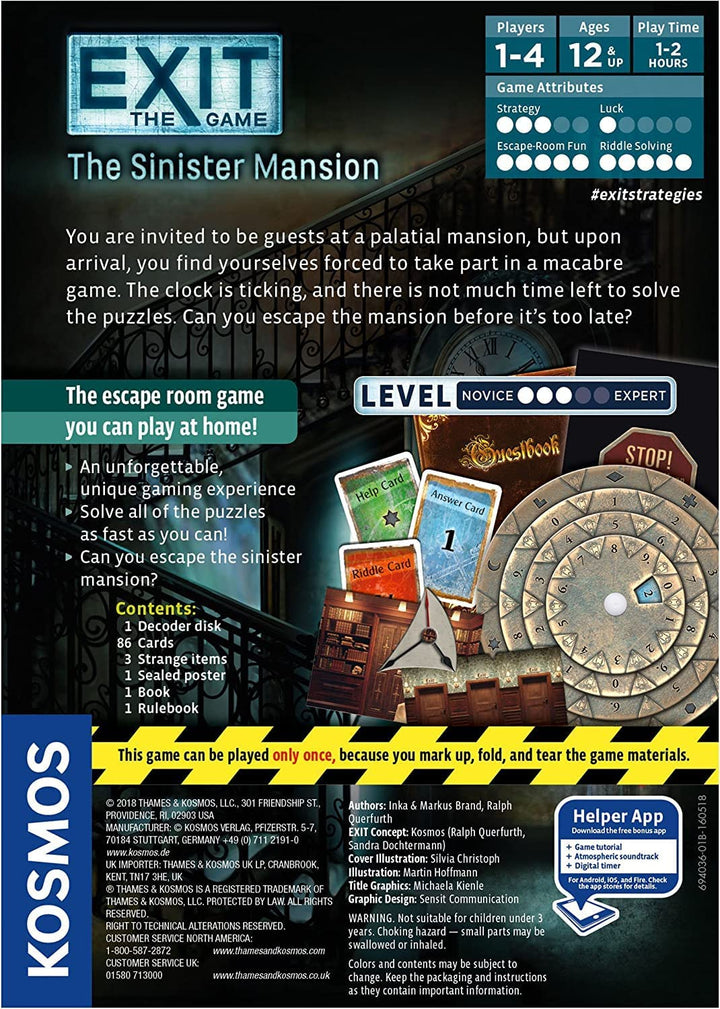 EXIT: The Sinister Mansion Board Game