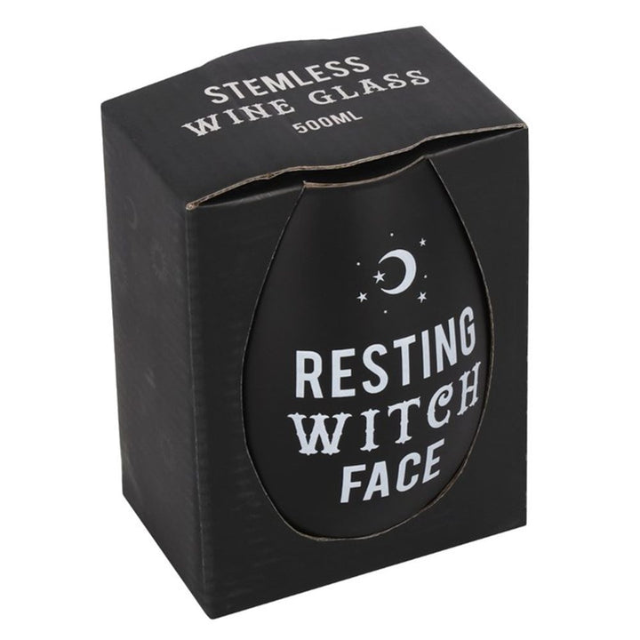 Resting Witch Face Stemless Wine Glass