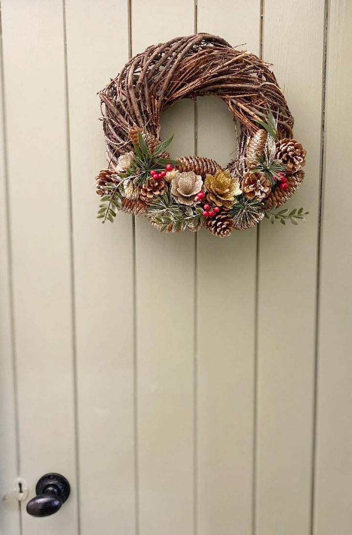 Twisted Pine & Berry Botanical Christmas Wreath (35cm) Decoration