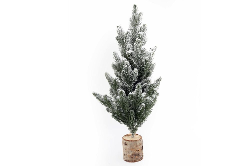 Tall Frosted Christmas Tree In Log (56cm) Decoration