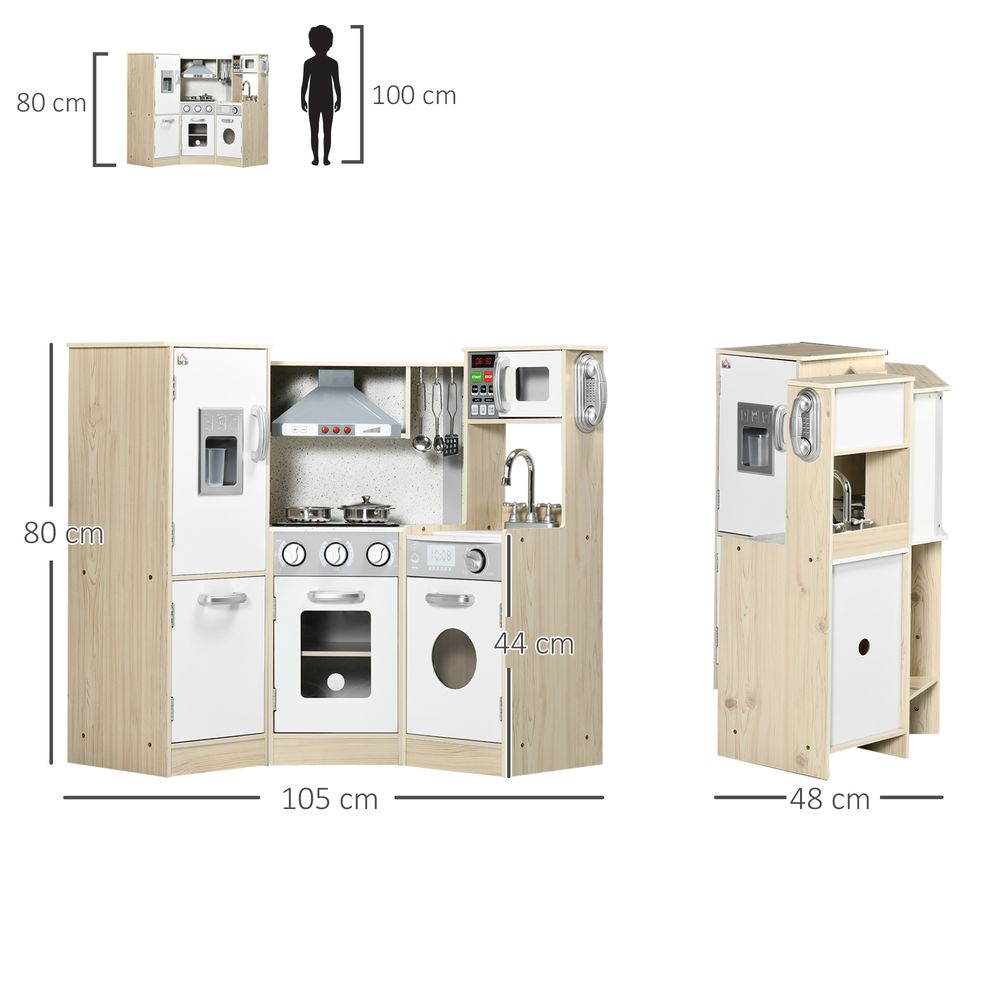 Kids Roleplay Kitchen With Lights, Sound, Phone, Microwave, Oven & Range Hood