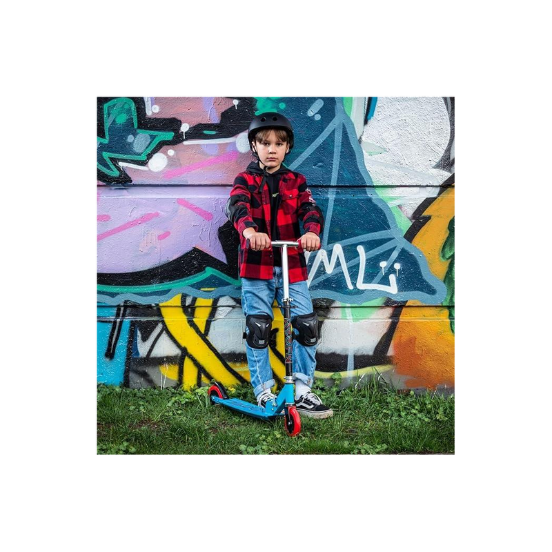 Xootz Kids' Folding Kick Scooter with Adjustable Handlebars - Blue, packaging shot