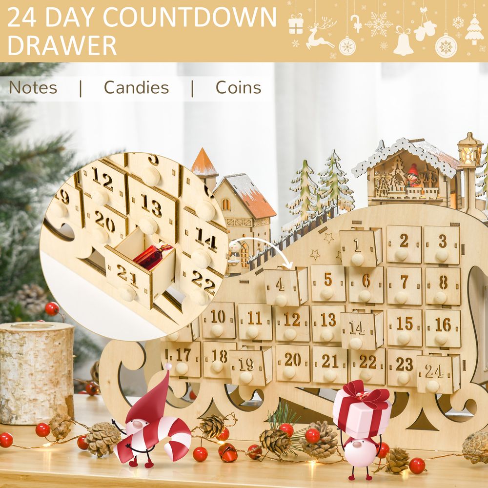 Wooden Sleigh Advent Calendar