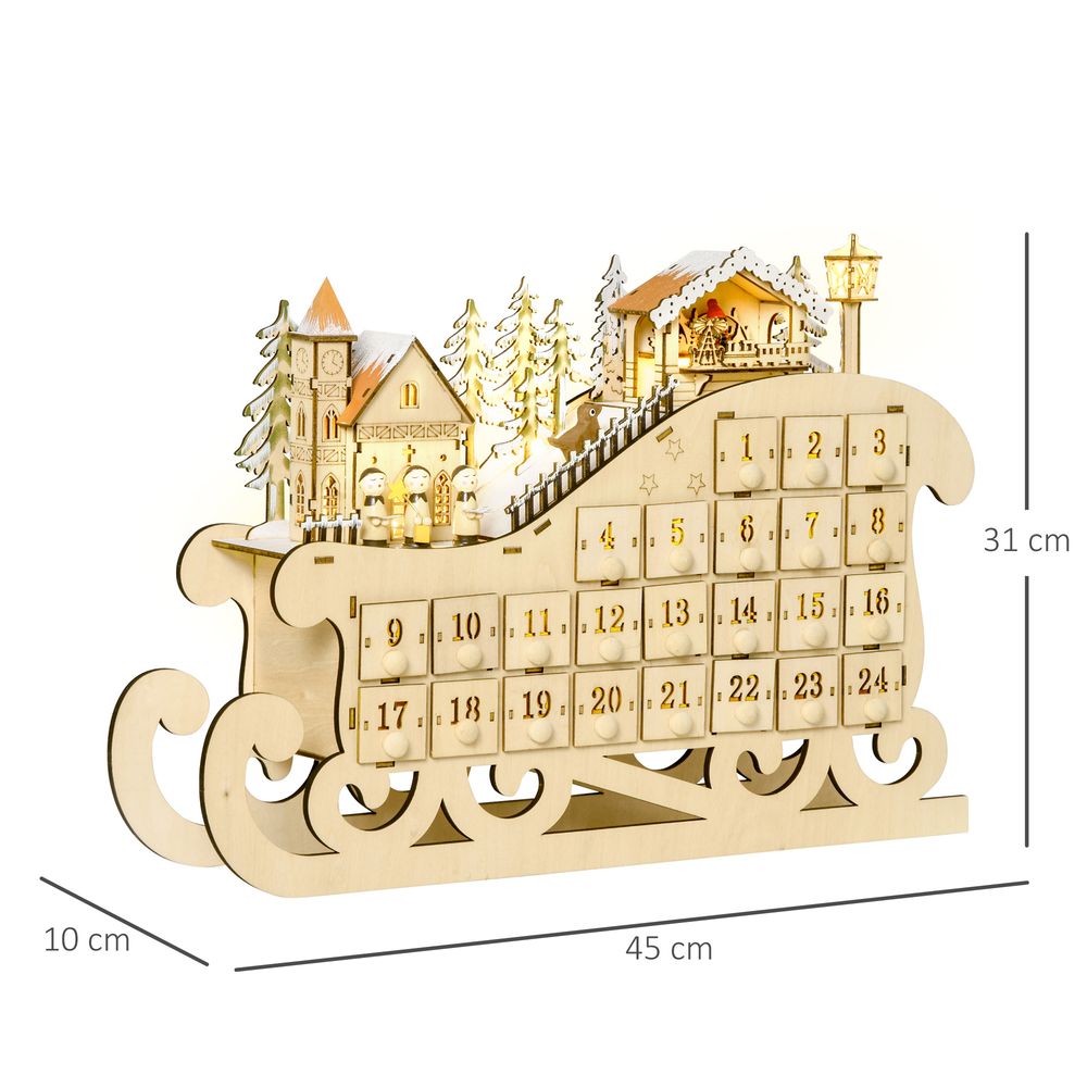 Wooden Sleigh Advent Calendar