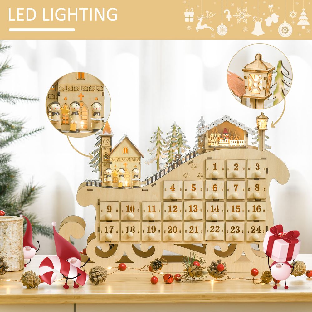 Wooden Sleigh Advent Calendar