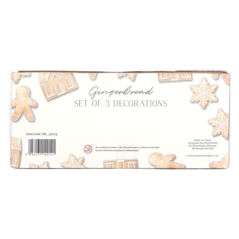 Set of 3 Hanging Gingerbread Decorations