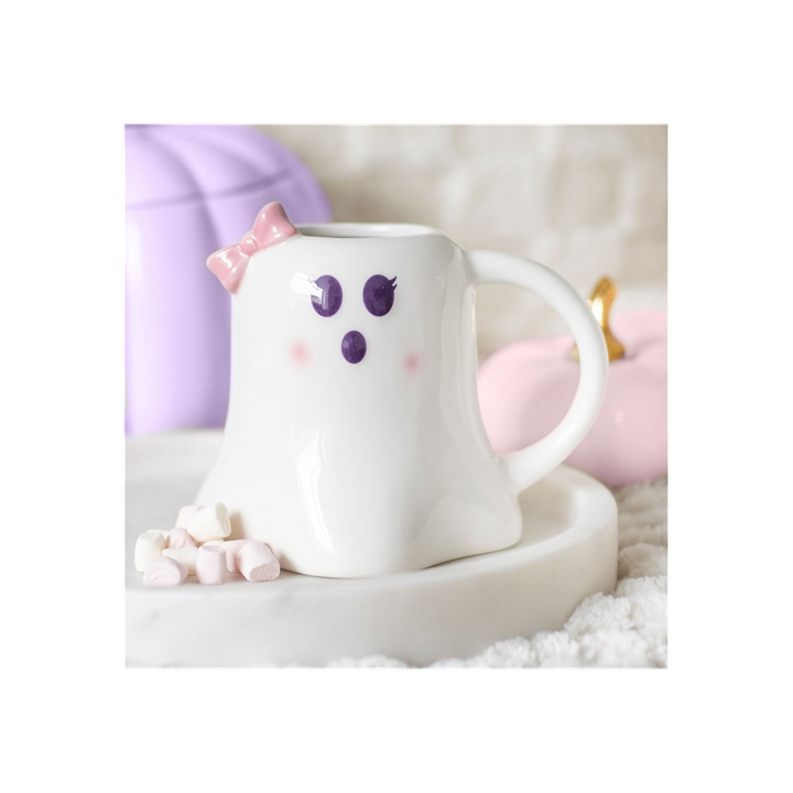 Mrs Boo Ghost Shaped Mug with Bow