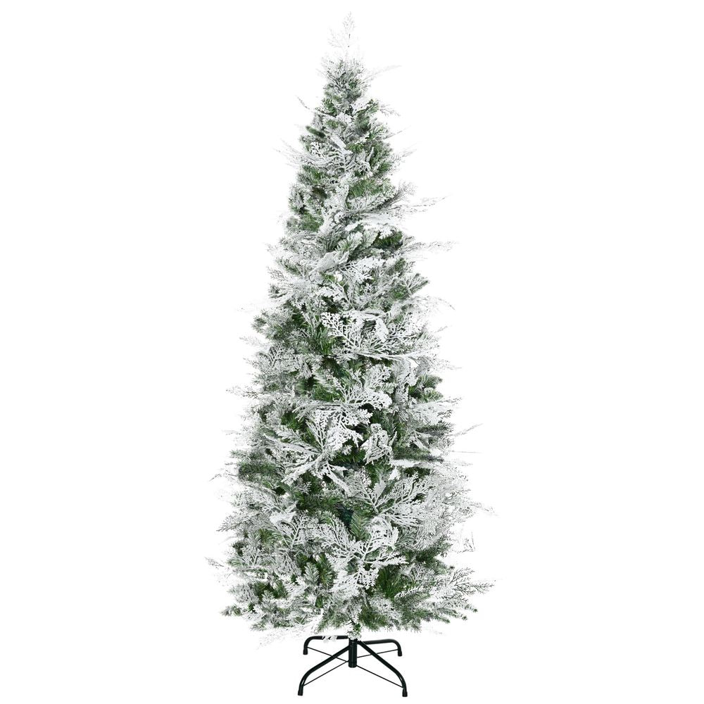 6ft Snow Flocked Artificial Christmas Tree Holiday(Pencil Shape)