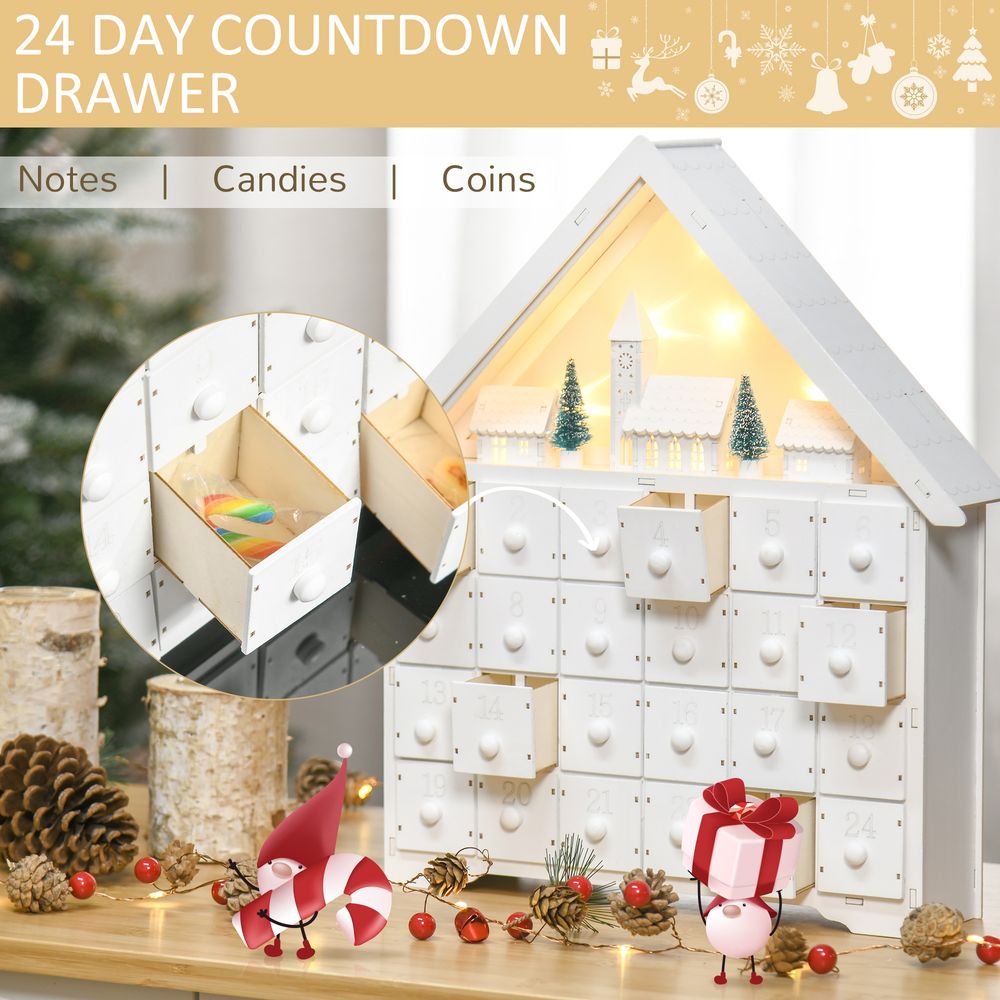 24-Drawer Christmas Wooden Light-Up Advent Calendar