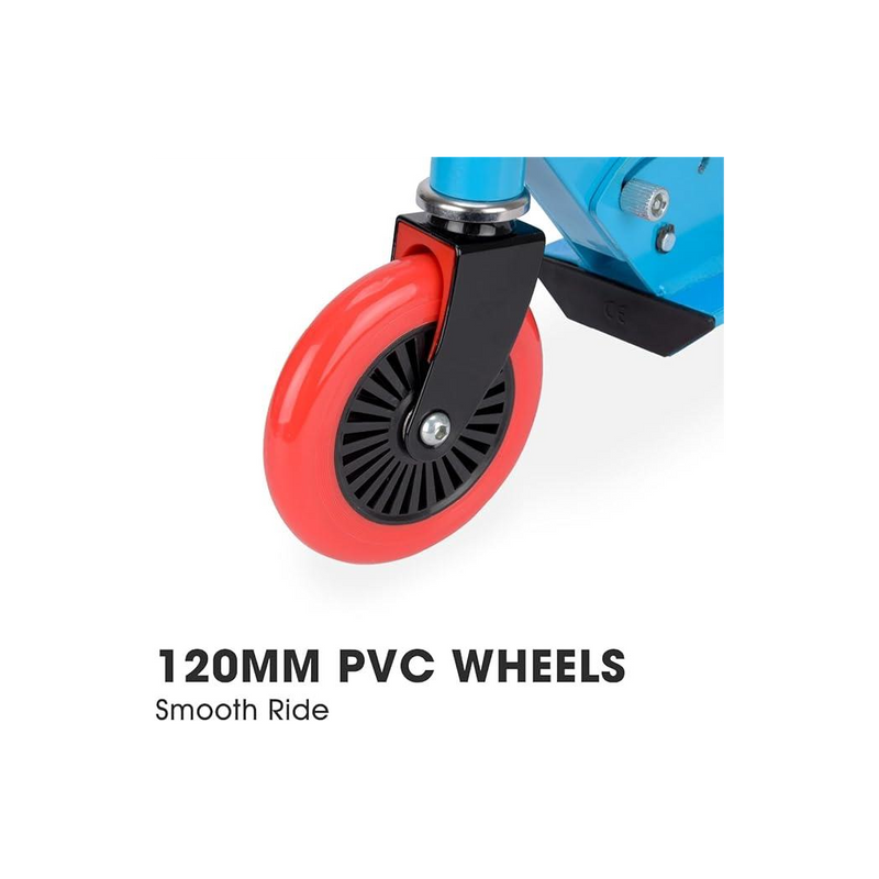 Xootz Kids' Folding Kick Scooter with Adjustable Handlebars - Blue, side angle