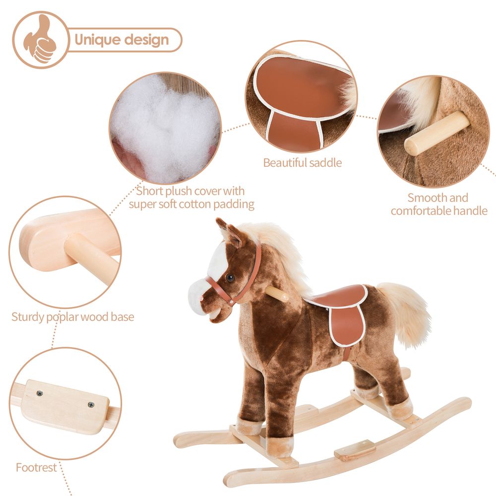 Kids Plush Wooden Rocking Horse