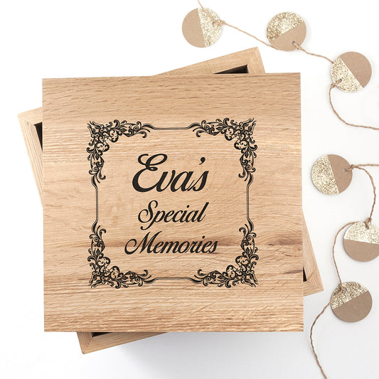 Personalised Vintage Style Oak Photo Keepsake Box