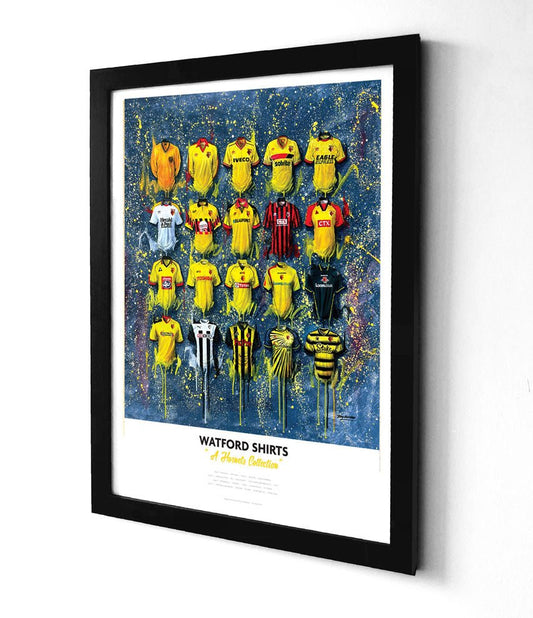 Watford FC Shirts A3 collectible from Terry Kneeshaw Art