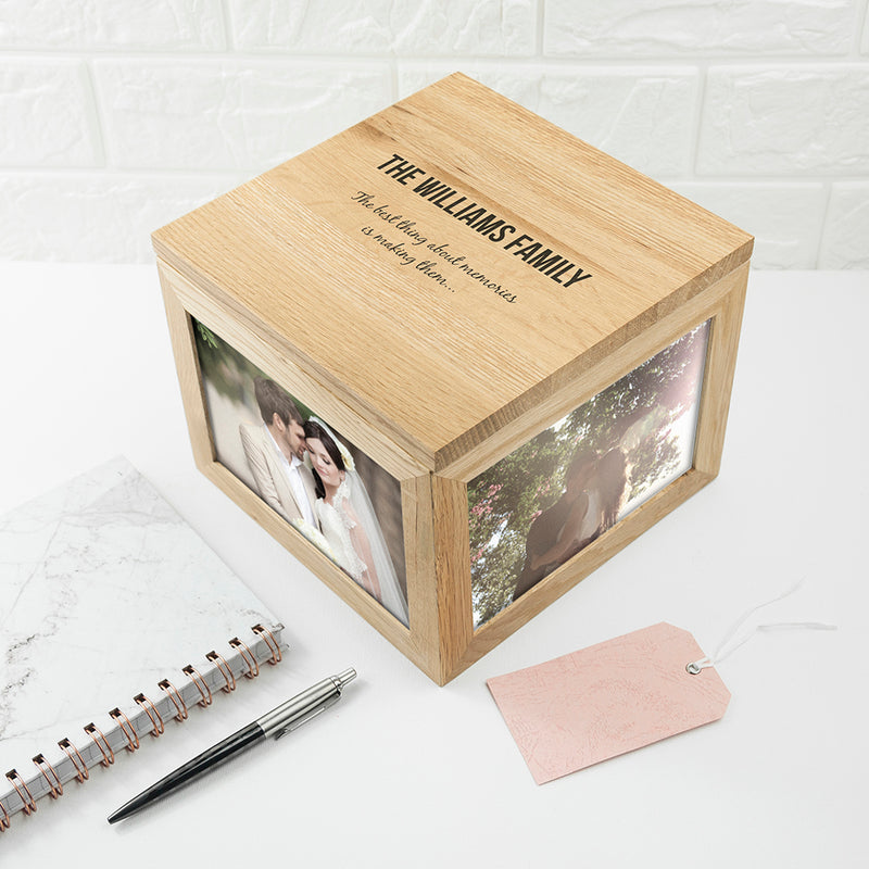 Personalised We Are Family Oak Photo Keepsake Box