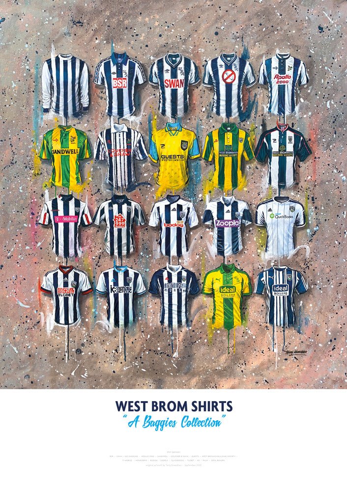 West Brom FC Shirts - A2 Signed Limited Edition Prints collectible from Terry Kneeshaw Art