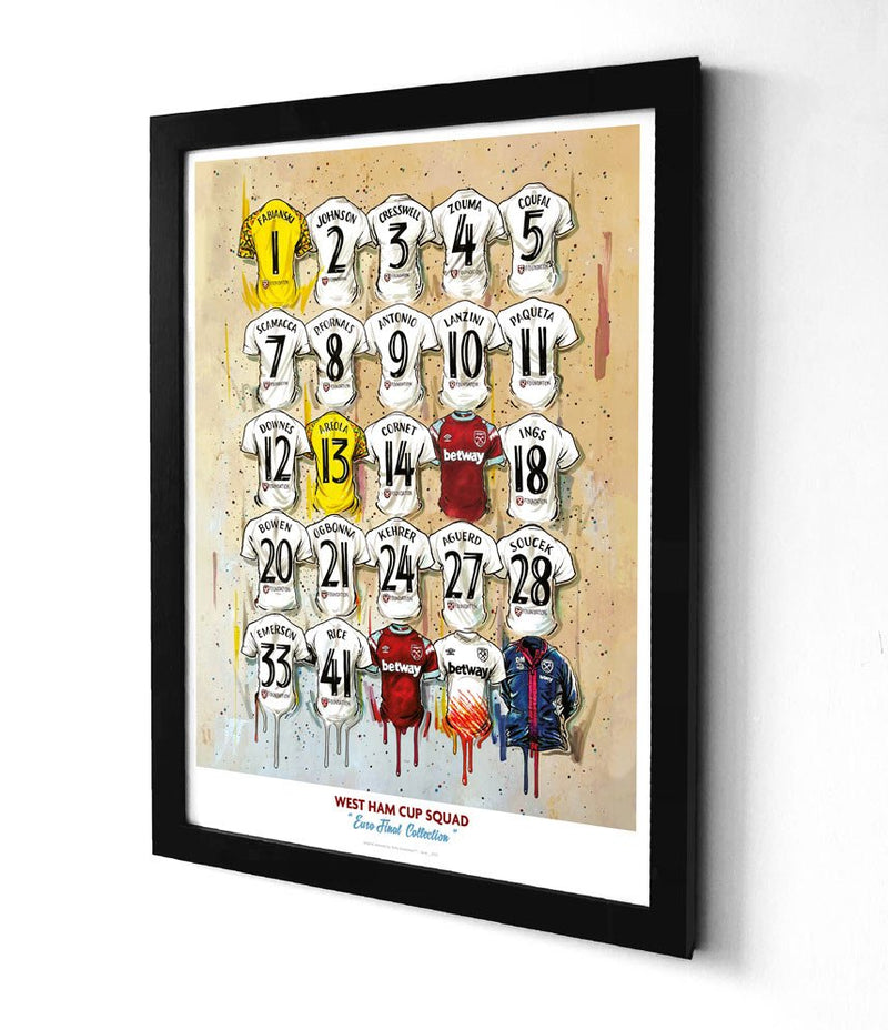 West Ham European Champions Squad Shirts A2 Signed Limited Edition Print, alternate view