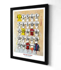 West Ham European Champions Squad Shirts A3 Framed Print, side angle