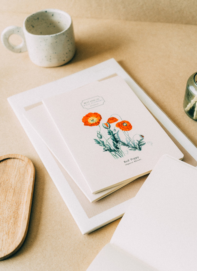 Wild Flowers Pack of 3 A5 Notebooks close up detail