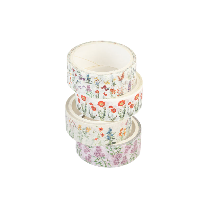 Wild Flowers Washi Tape Set of 4 Rolls 15 mm x 3 m