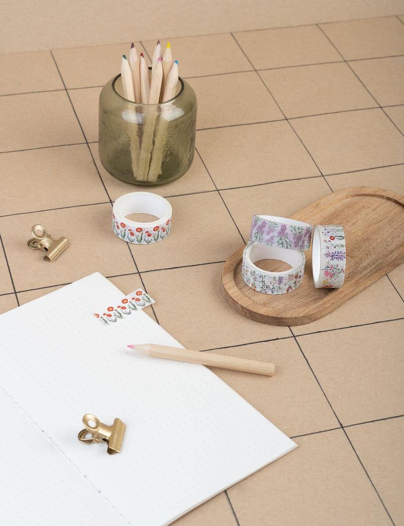 Wild Flowers Washi Tape Set of 4 Rolls 15 mm x 3 m packaging view