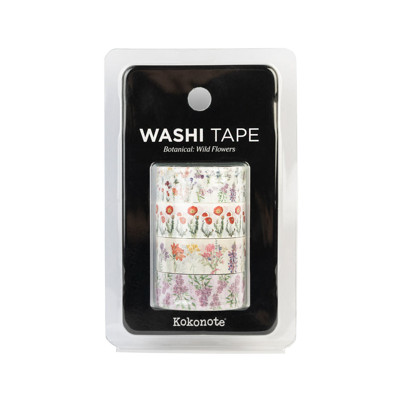 Wild Flowers Washi Tape Set of 4 Rolls 15 mm x 3 m side angle