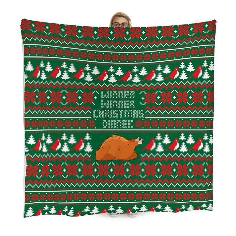 Winner Winner, Christmas Dinner - Xmas Jumper - Fleece Blanket collectible from https://britishmade.gifts/