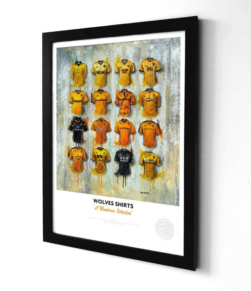 Wolves FC Shirts A3 collectible from Terry Kneeshaw Art